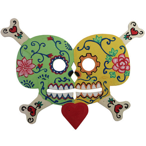 Floral Skull Kissing Green / Yellow