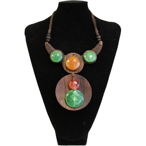 Wooden Multi Colour Bead Necklace