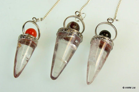 Rock Crystal Cone & Silver Ring Pendulum - Shopy Max