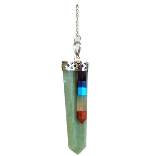 Green Adventurine Pendulum - 7 Chakra Bounded Thin Point - Shopy Max