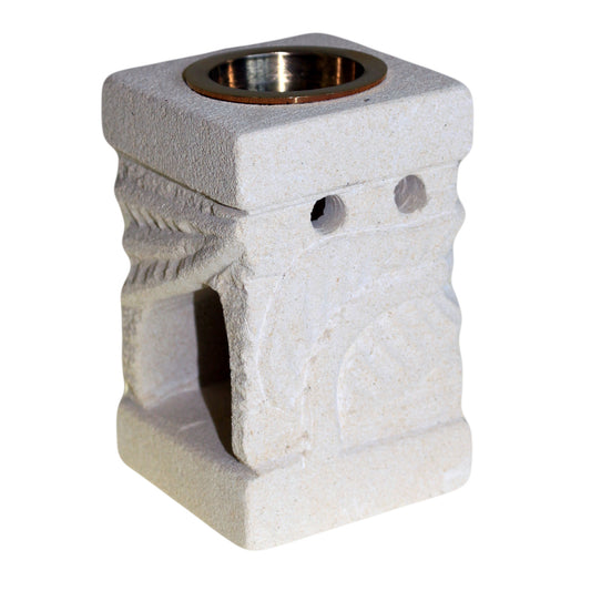Stone Oil Burner - Carved Leaf - Shopy Max