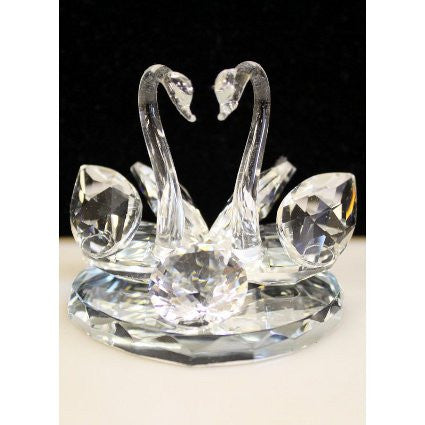 Crystal Swans with Diamond Lrg