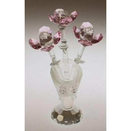 Crystal Flower in Crystal Vase (Pink)