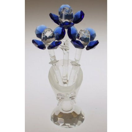 Crystal Flower in Crystal Vase (Blue)