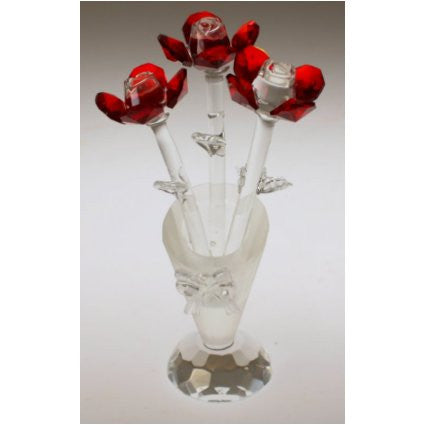Crystal Flower in Crystal Vase (Red)