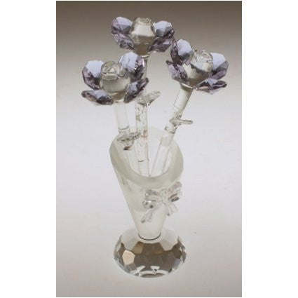 Crystal Flower in Crystal Vase (Purple)