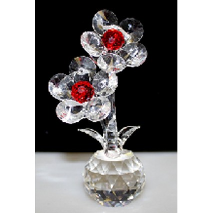 Two Crystal Flowers on Crystal (Red)