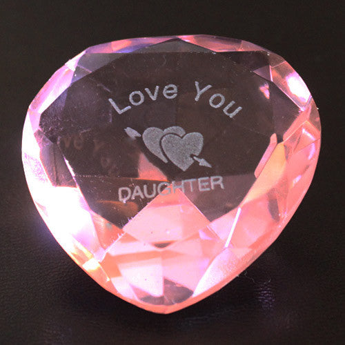 I Love You daughter & Pink Crystal Heart - Shopy Max