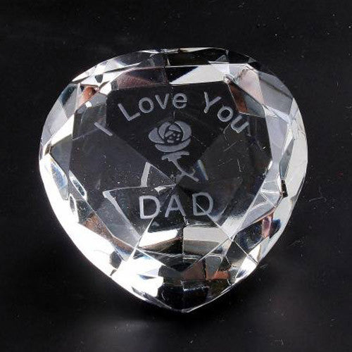 I Love You Dad & Rose Clear Crystal Heart - Shopy Max