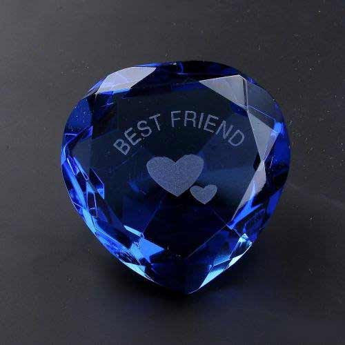 Best Friend & Heart Blue Crystal Heart