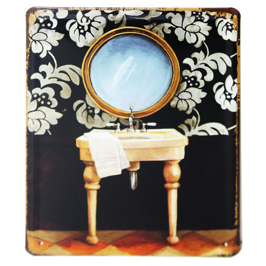 Metal Plaque - Bath & Oval Mirror
