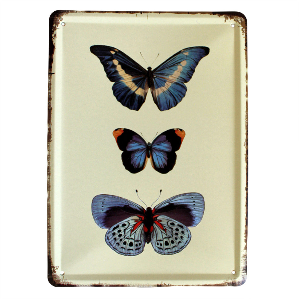 Metal Plaque - Blue Butterflies