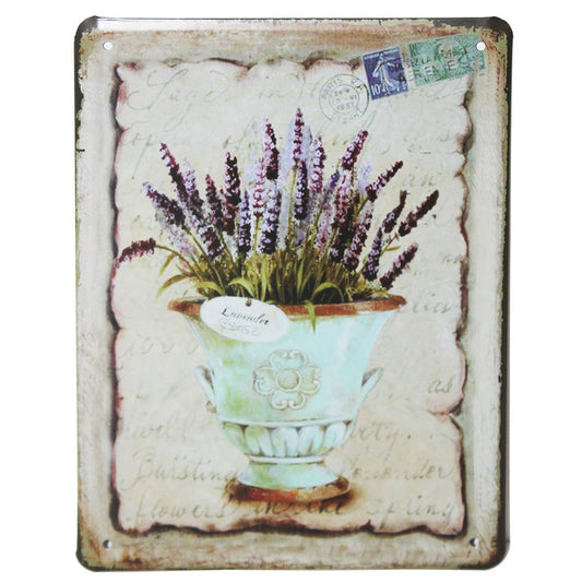 Metal Plaque - Lavender Pot