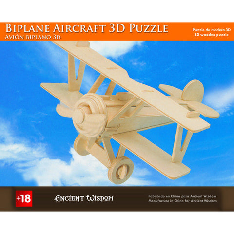 Biplane Aircraft - 3D Wooden Puzzle