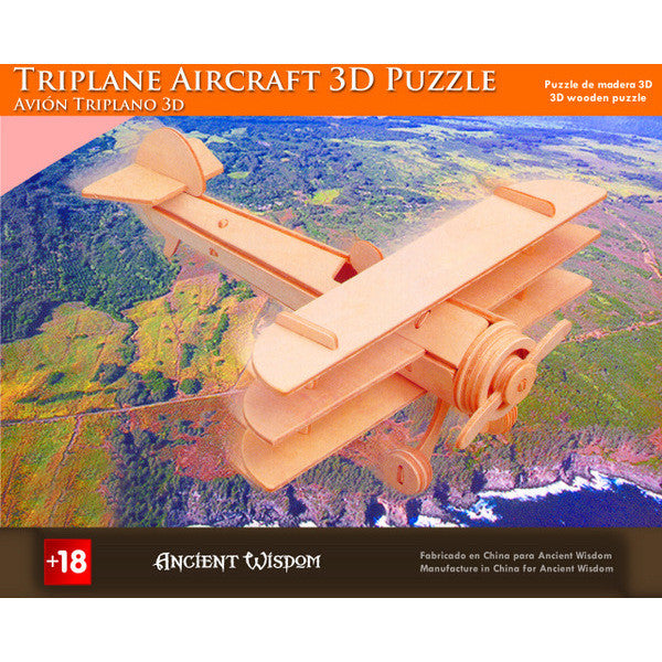 Triplane Aircraft - 3D Wooden Puzzle - Shopy Max