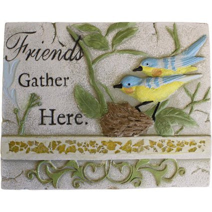 Wise Word Plaque Lrg - Friends Gather Here