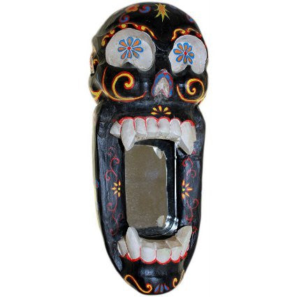 Arty Painted Skull Mirror - Black - Shopy Max